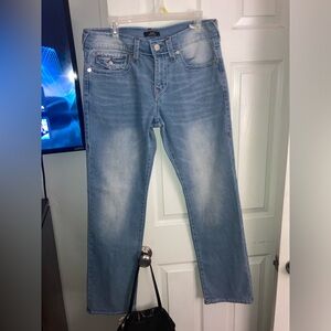 True Religion jeans red and white stitching
